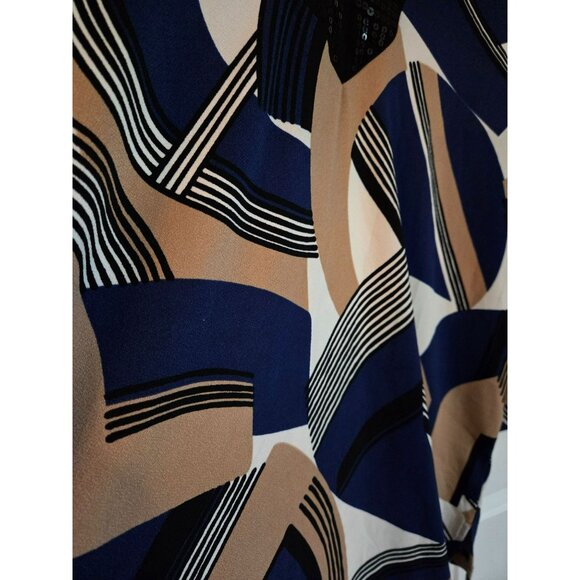 Alfred Dunner Women's top/shirt size medium blue/black/tan work/casual - Picture 5 of 6